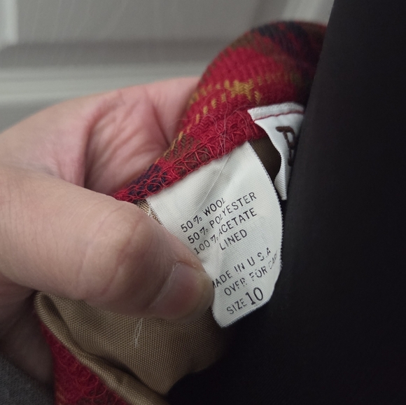 Vintage Personal Red Plaid Preppy Academia Cabincore Midi Skirt Size 10 - Picture 7 of 8